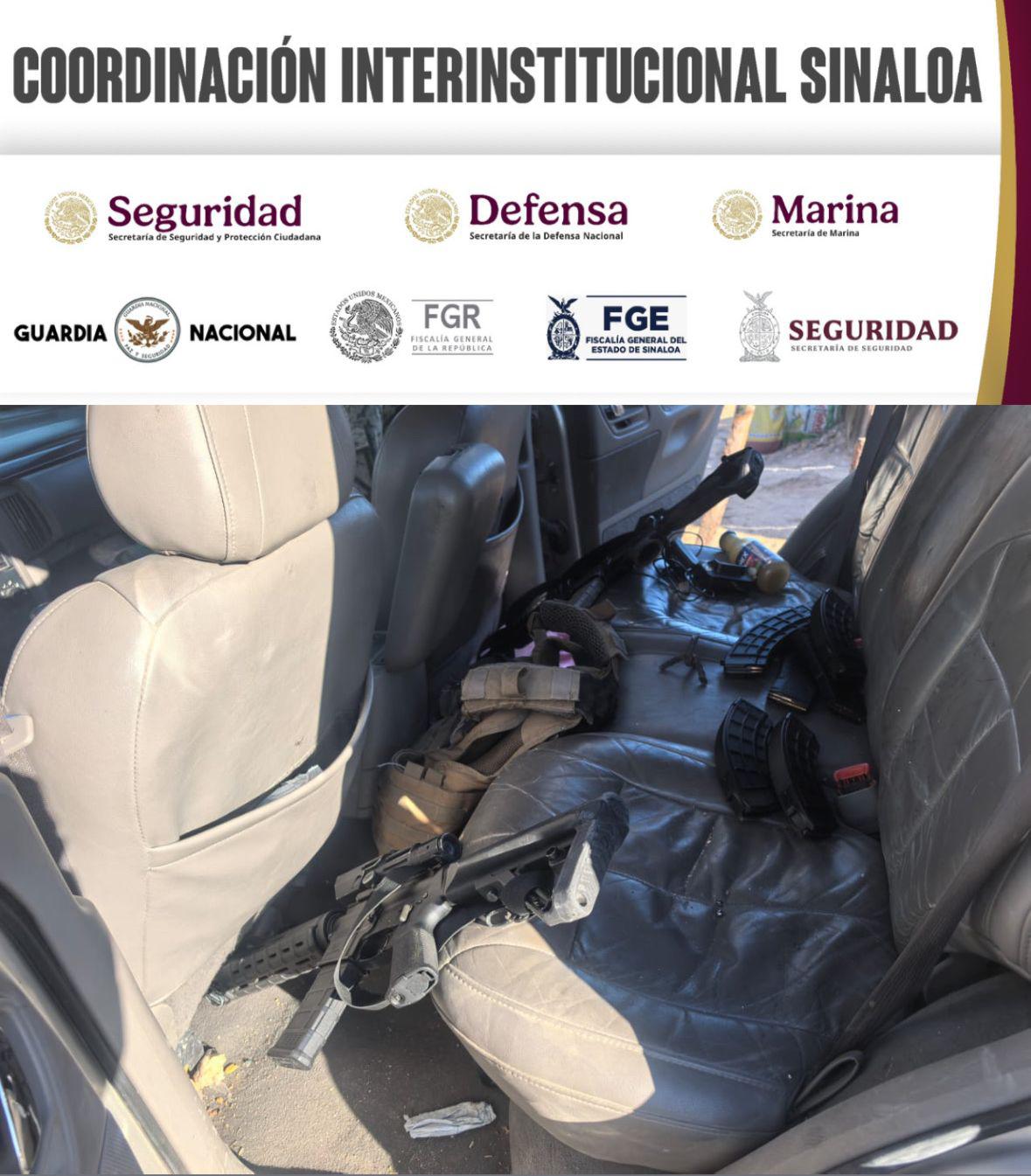 $!Aseguran vehículos y armamentos en distintos puntos de Culiacán