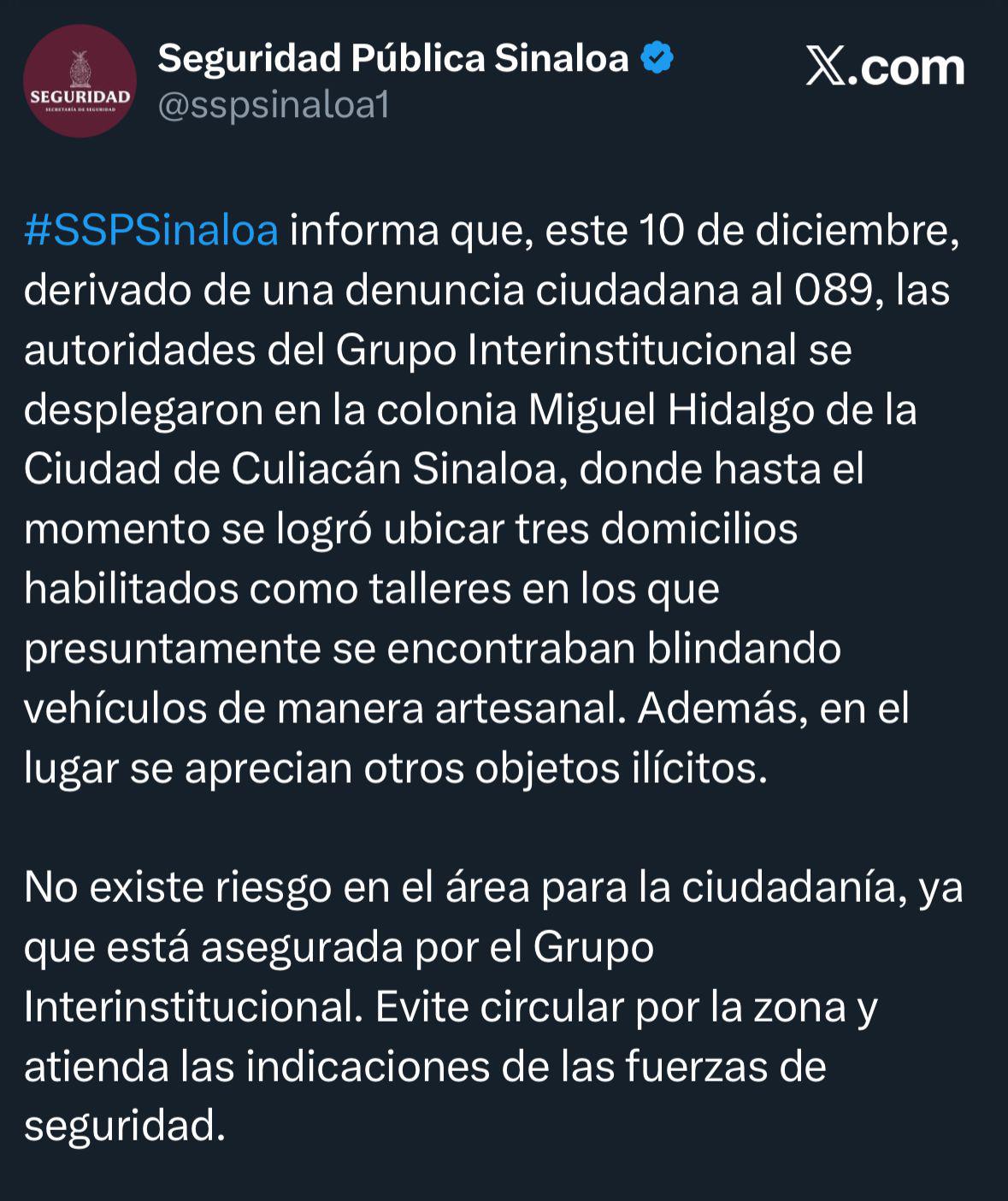 $!Detectan tres presuntos talleres de blindaje tras operativo en la Miguel Hidalgo, en Culiacán