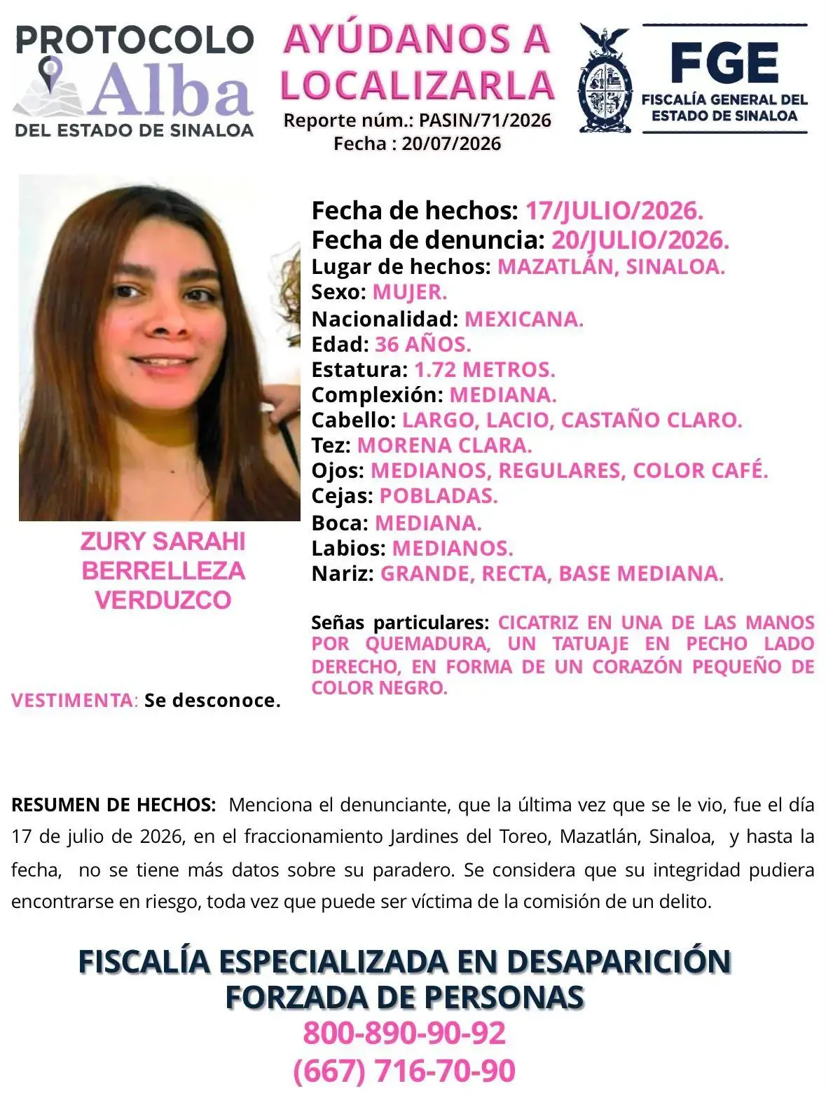 $!“No buscamos culpables, la buscamos a ella”: Zury Sarahí cumple casi tres meses desaparecida en Mazatlán