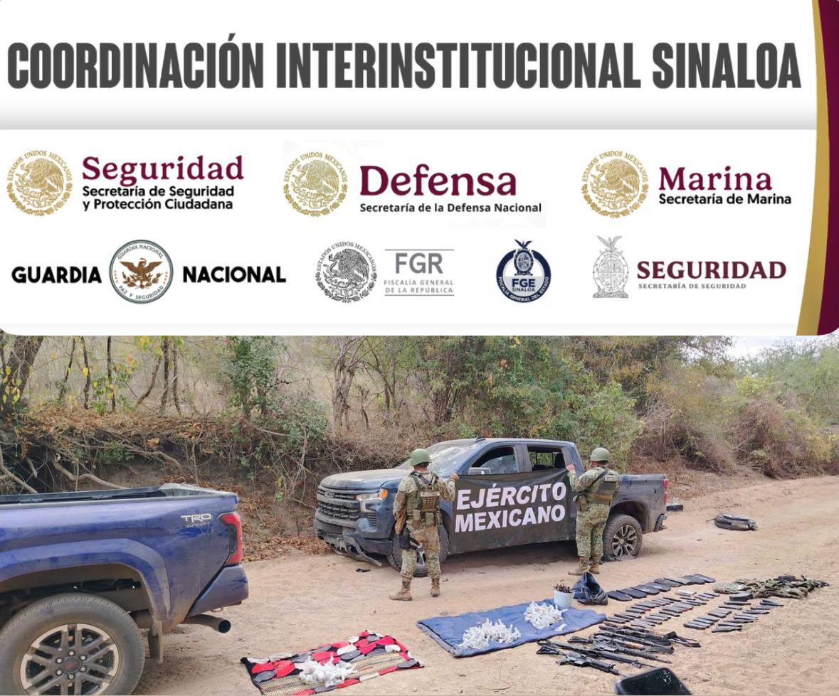 $!Militares aseguran vehículos y armas tras enfrentamiento en Tepuche, Culiacán