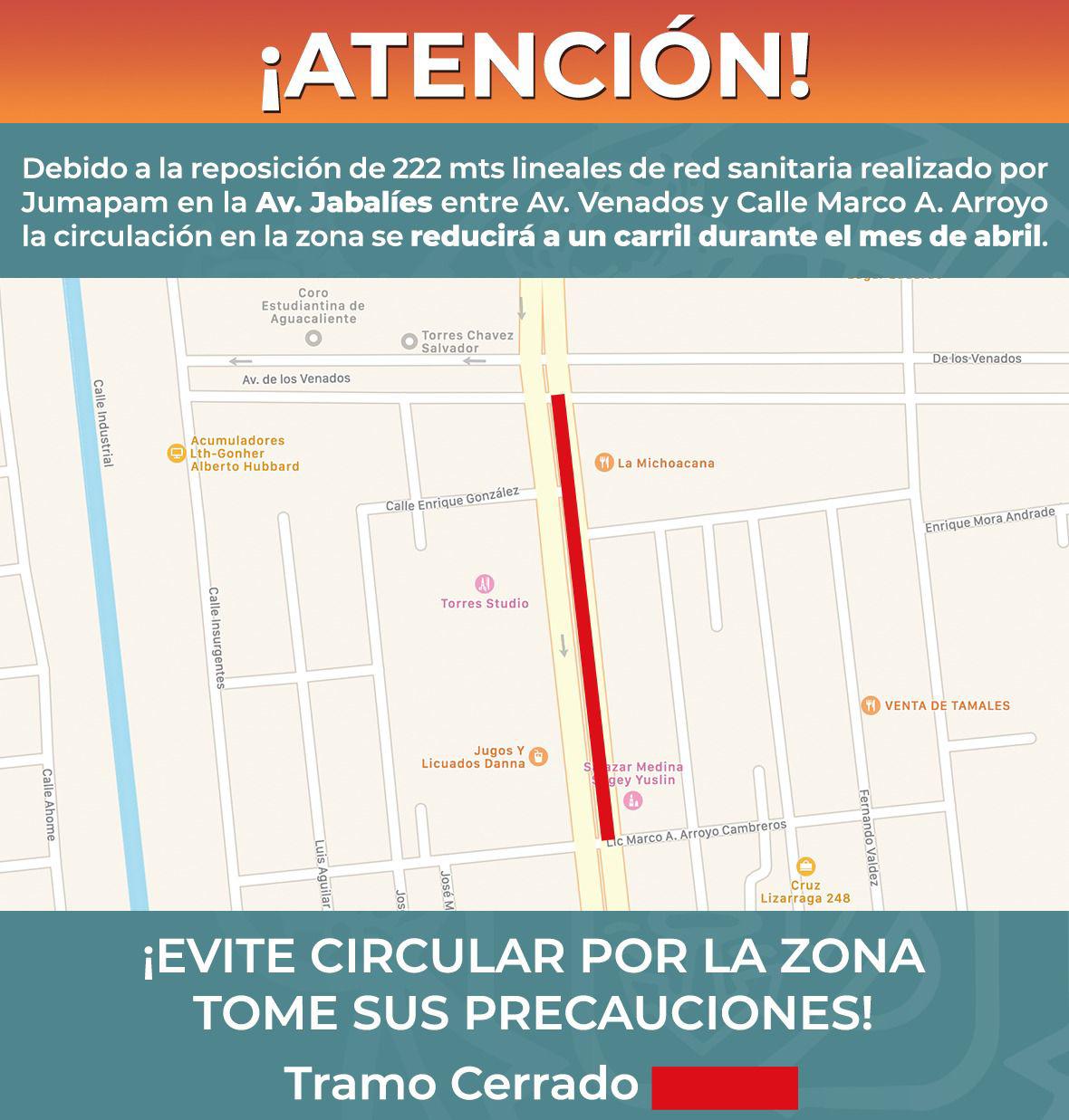 $!En Mazatlán, cerrarán tramo de la Avenida Jabalíes por cambio de tubería, durante todo abril