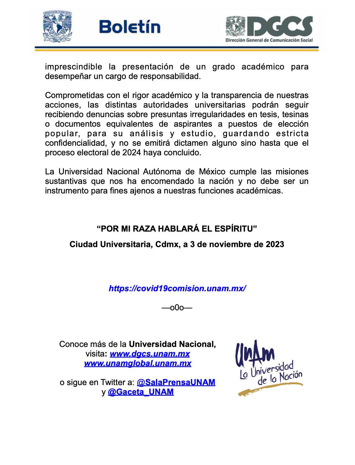 $!Niega la UNAM plagio en trabajos de titulación de Xóchitl y Sheinbaum