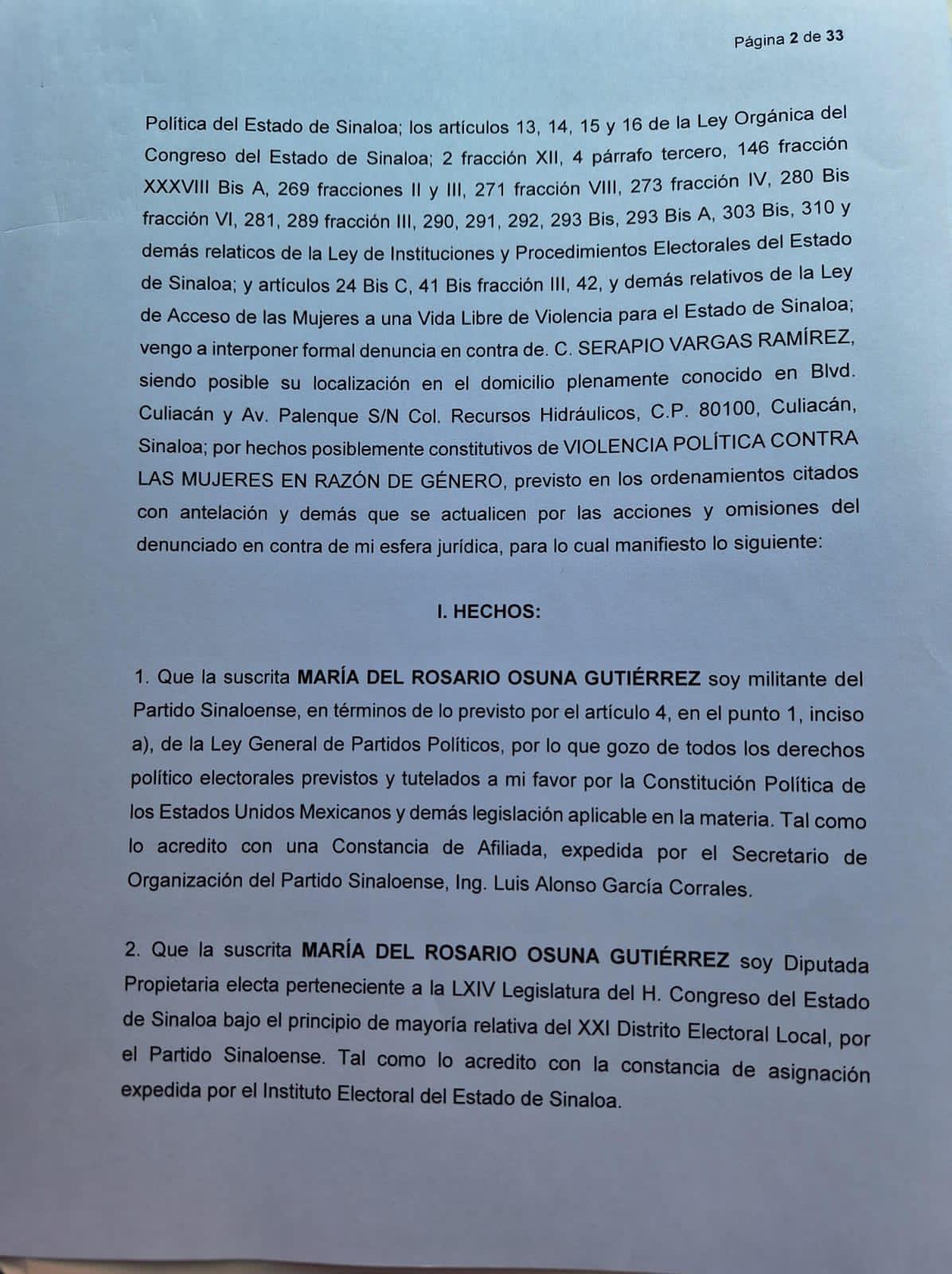 $!Diputada denuncia a Serapio Vargas por violencia política