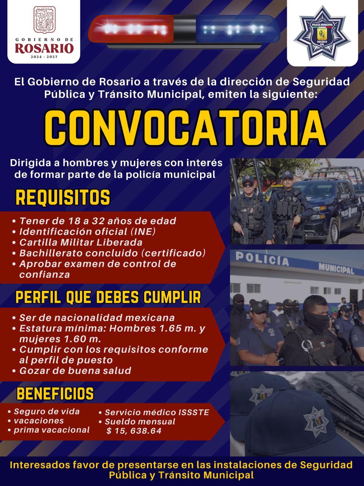 $!Ayuntamiento de Rosario lanza convocatoria para ingreso de elementos de Seguridad Pública