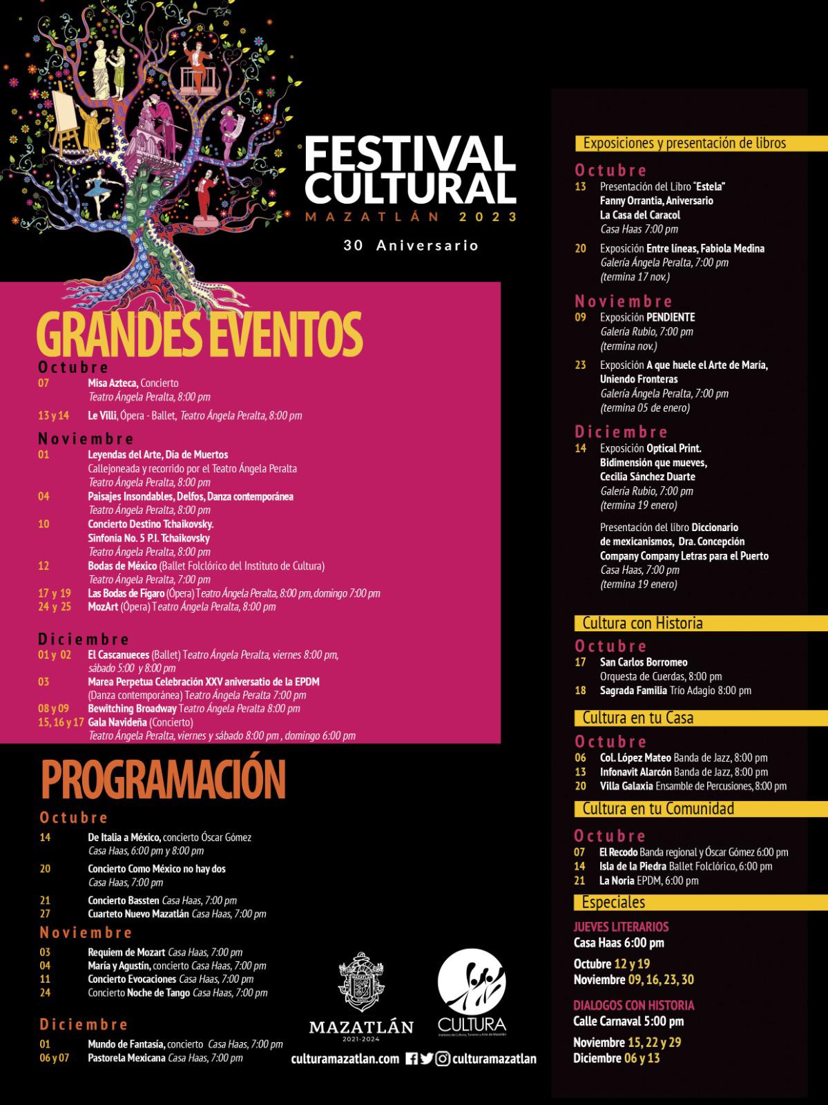 $!Con una nutrida cartelera llena de simbolismos, celebrarán 30 años del Festival Cultural Mazatlán