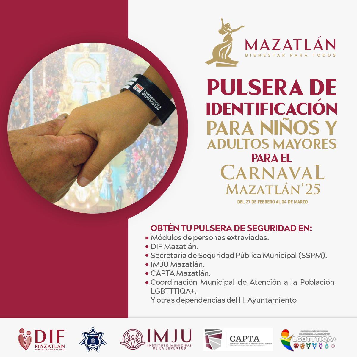 $!Lanzan campaña ‘Diviértete seguro, usa tu pulsera’ para el Carnaval de Mazatlán 2025