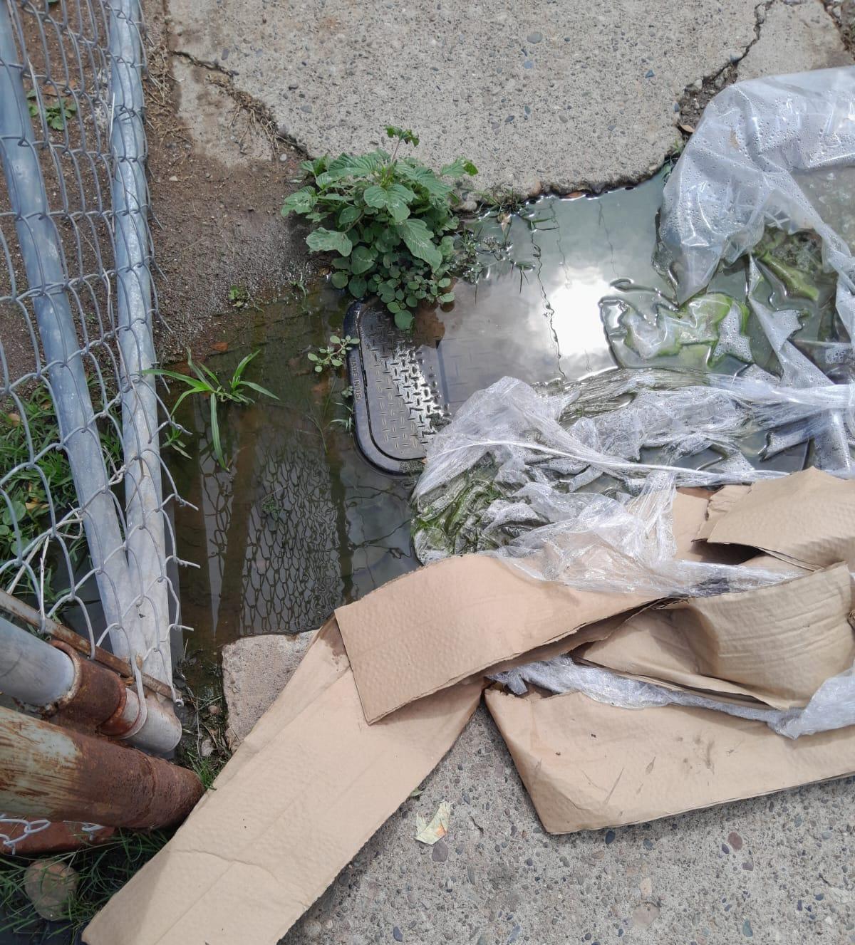 $!Tienen vecinos de Barrancos, en Culiacán, dos meses con fuga de drenaje; Japac no lo ha atendido