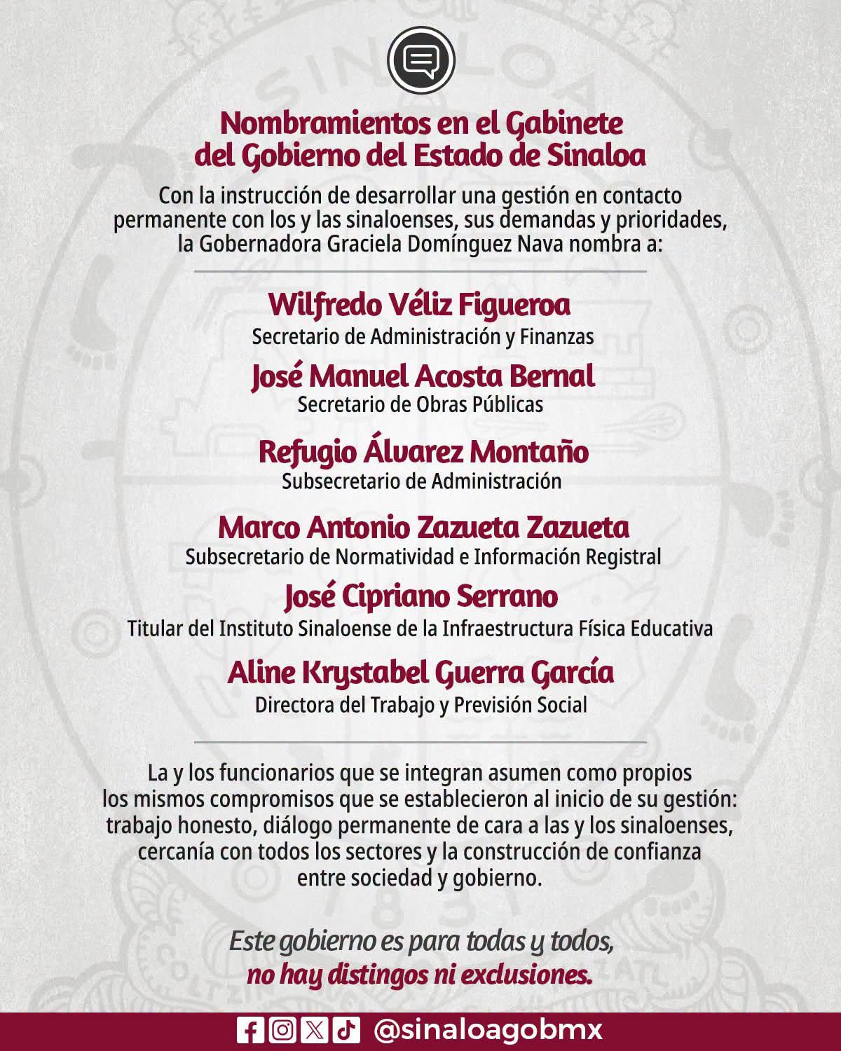 $!Graciela Domínguez cambia a titulares de Finanzas y Obras; llega funcionaria que trabajó con Gámez Mendívil