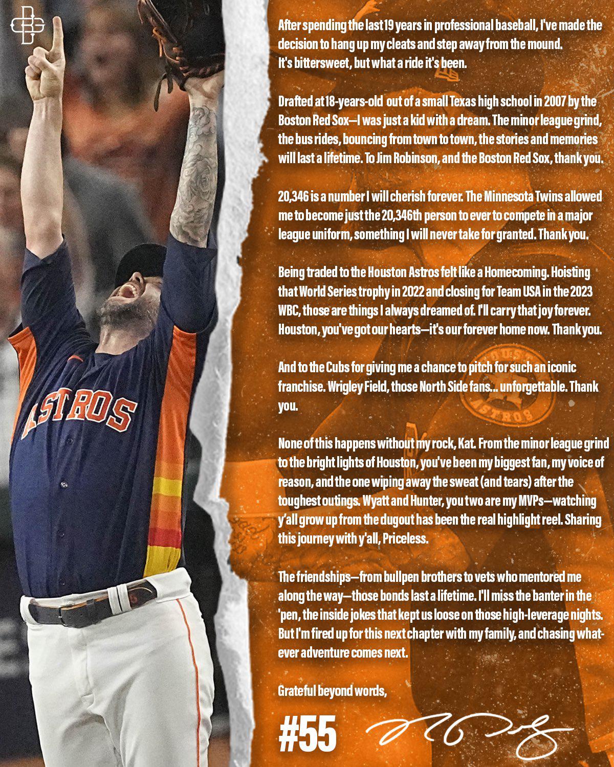 $!Ryan Pressly anuncia su retiro tras 13 años en MLB