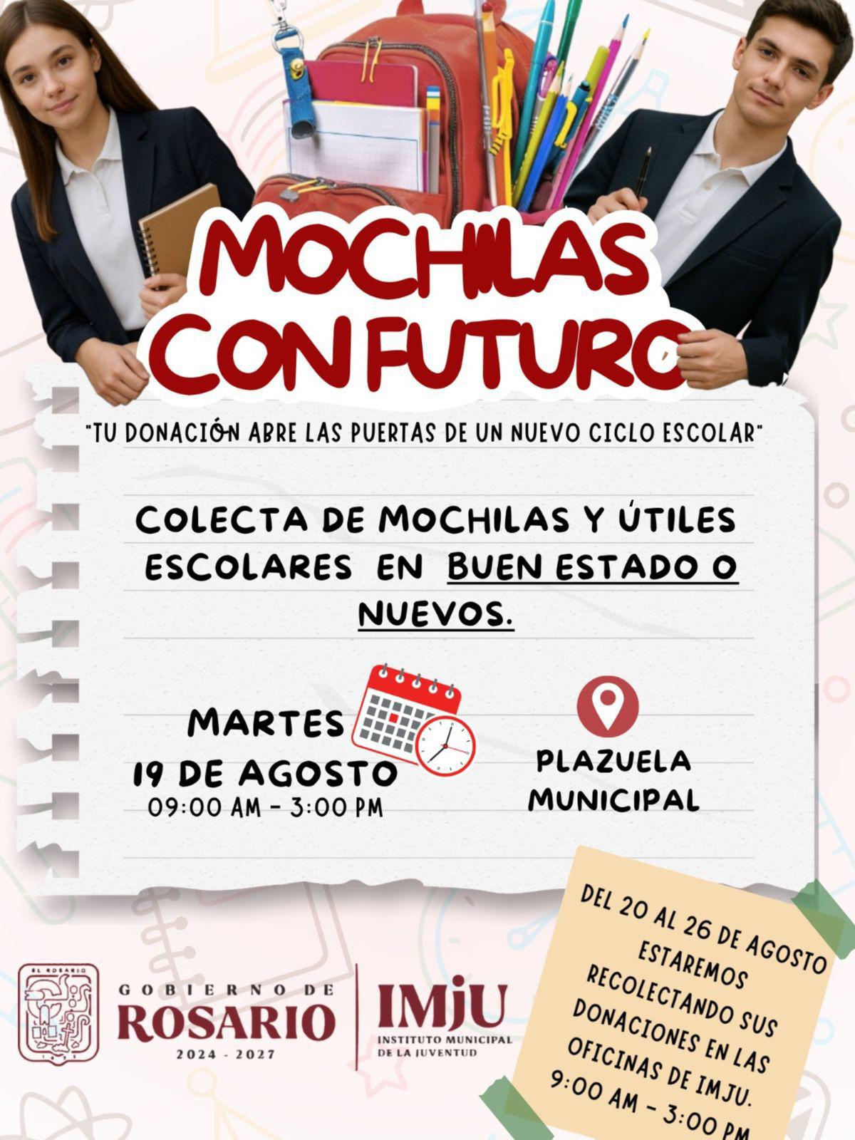$!Imju Rosario lanza campaña ‘Mochilas con futuro’ para apoyar a estudiantes en situación vulnerable