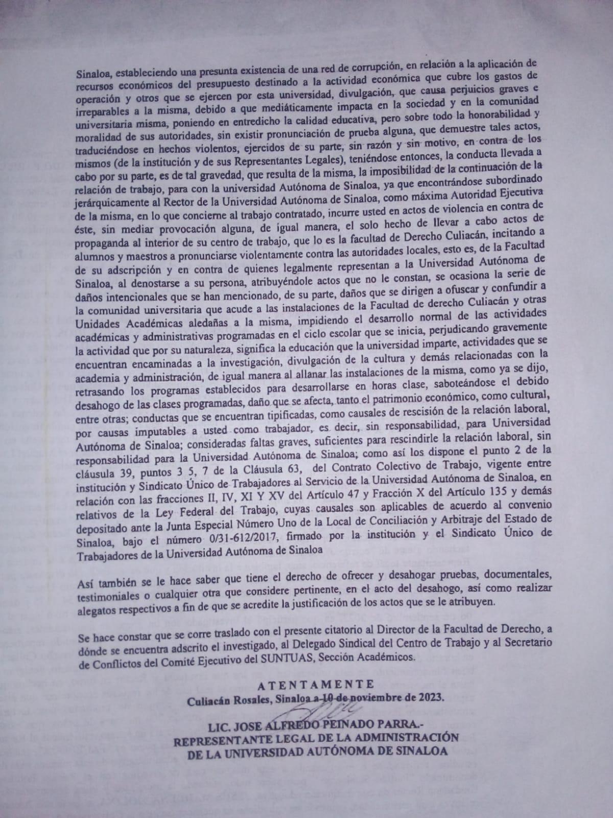 $!Acusa maestro de la UAS que funcionarios pasistas influyeron para que fuera despedido