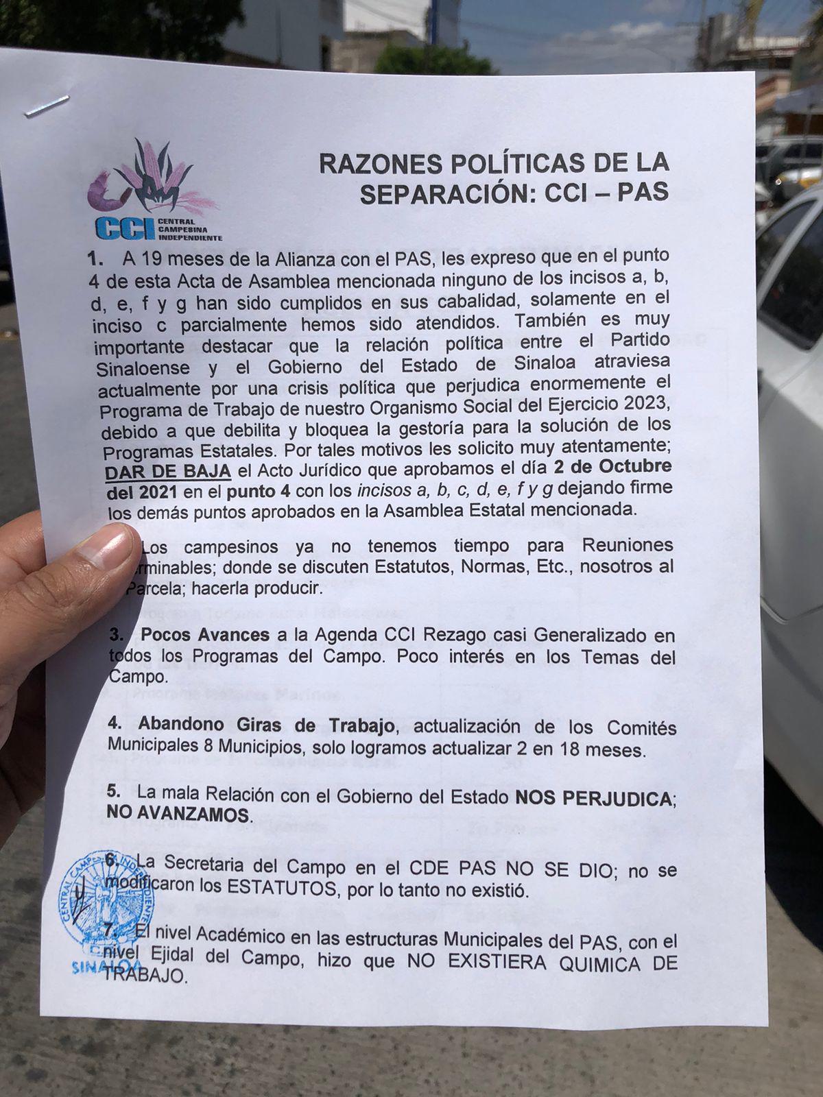 $!Central Campesina Independiente se separa del PAS