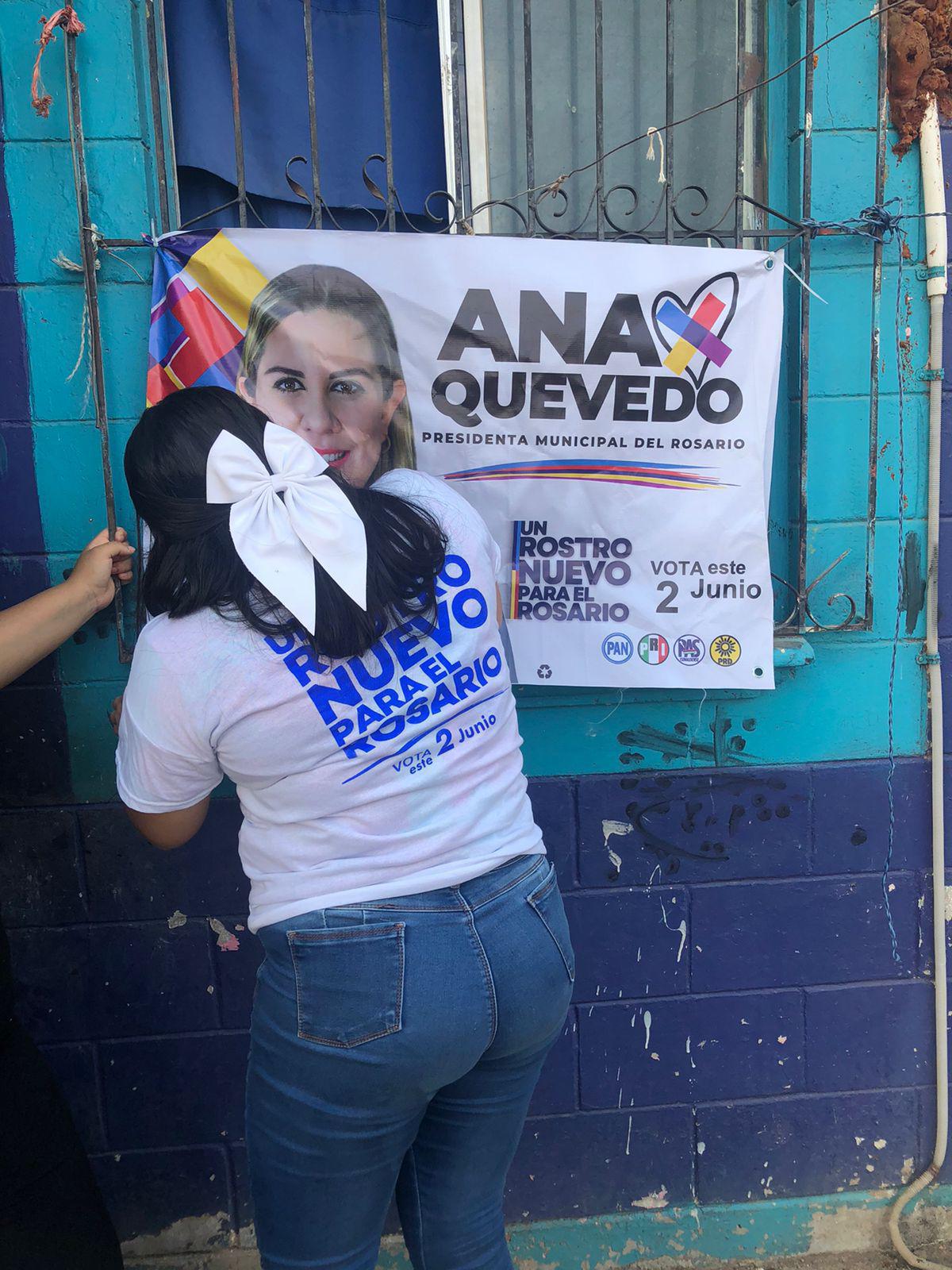 $!Candidata Ana Quevedo denuncia que oposición le retiró propaganda en Rosario