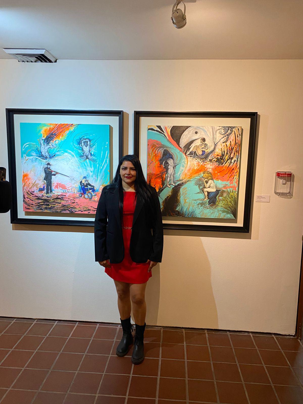 $!Rosalí Sánchez participa en la exposición con el díptico ‘Simbiosis/Metamorfosis’ (óleo).