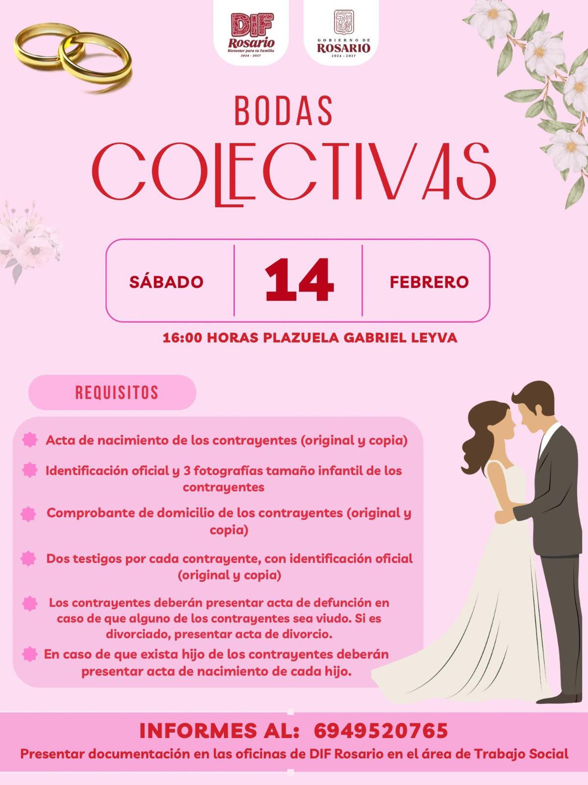 $!DIF Rosario lanza convocatoria para realizar su tradicional boda colectiva