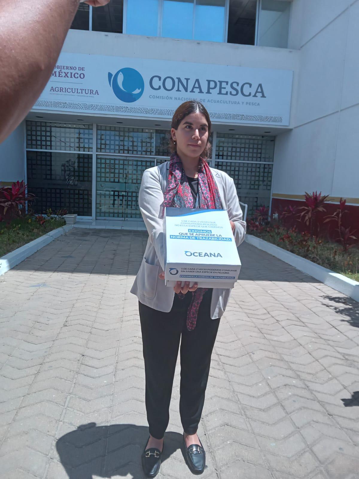 $!Entrega Oceana firmas a Conapesca para exigir que apruebe la Norma de Trazabilidad