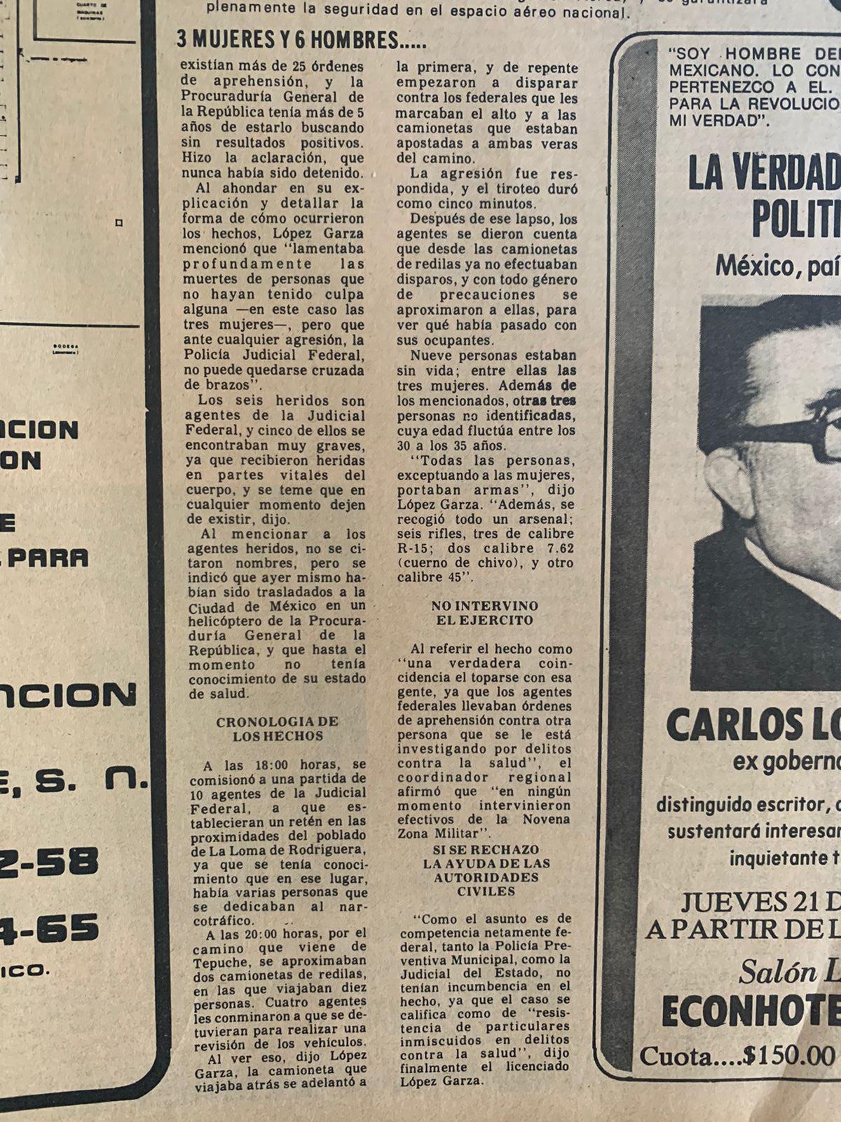 $!Así se contó en 1978 la muerte de Pedro Avilés en Sinaloa, el primer capo del narcotráfico