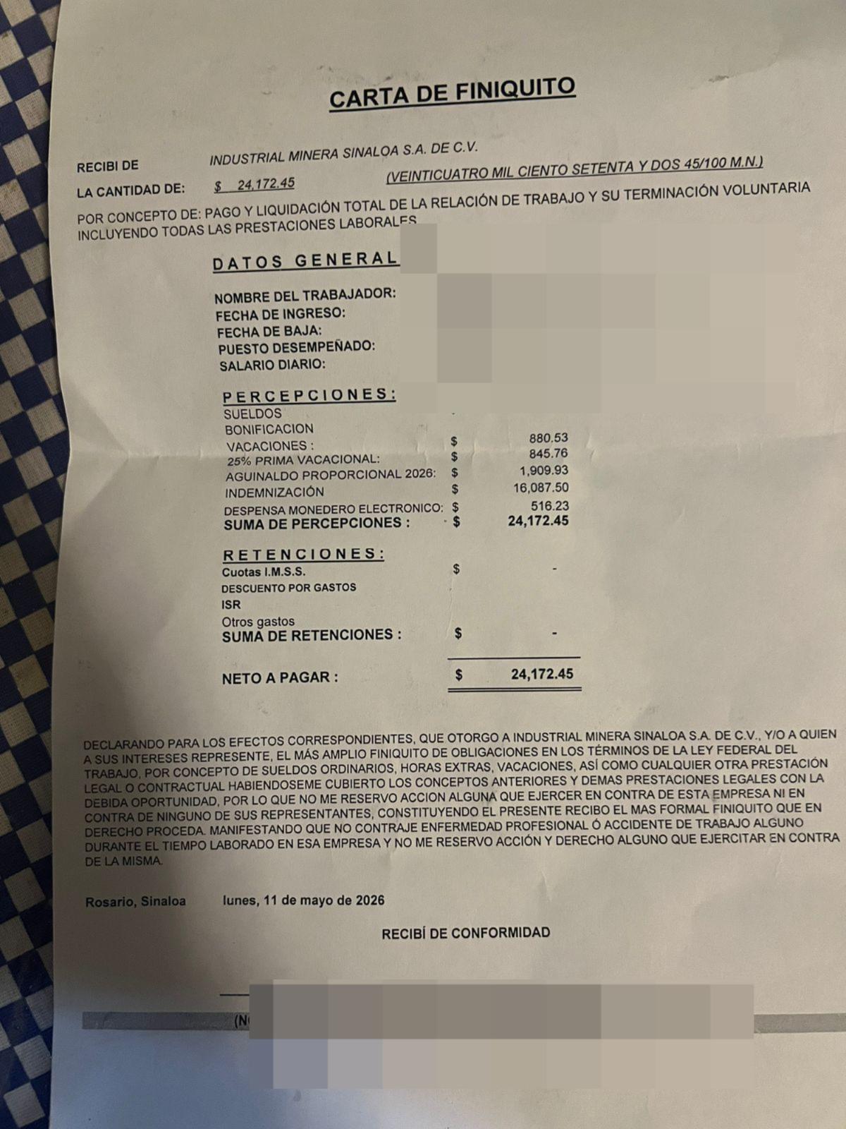 $!Trabajadores de mina Santa Fe denuncian que tras accidente se les quiere obligar a firmar renuncia voluntaria