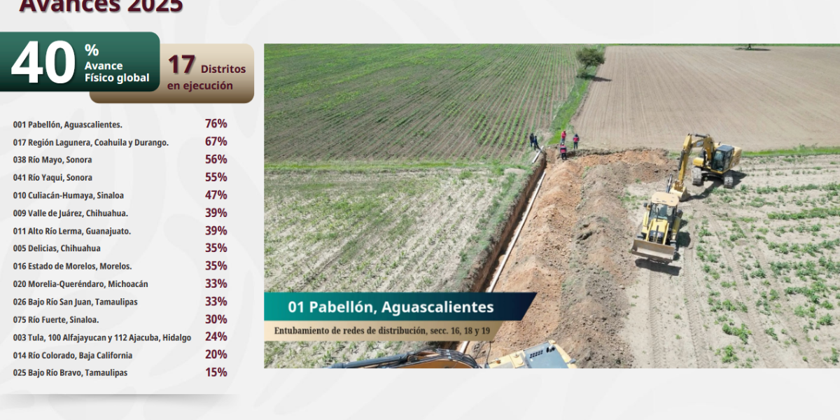 Avanzan en Sinaloa tecnificación de distritos de riego en un 47 y 30 por ciento Avanzan en Sinaloa tecnificación de distritos de riego en un 47 y 30 por ciento