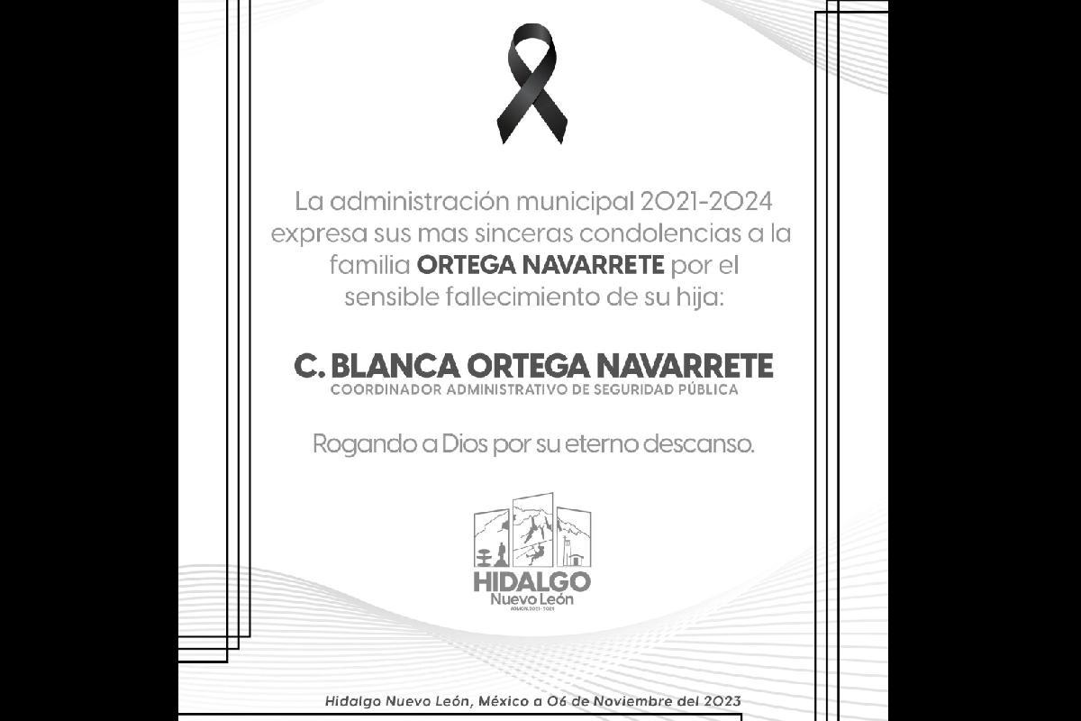 $!El deceso fue confirmado por autoridades de Hidalgo, Nuevo León.