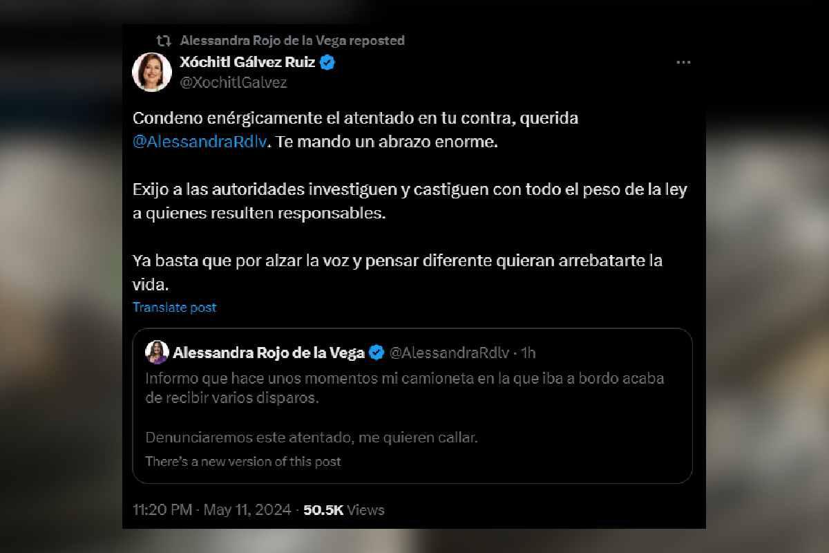 $!Gálvez Ruiz condenó el ataque contra la candidata por la alcaldía Cuauhtémoc, Alessandra Rojo de la Vega.