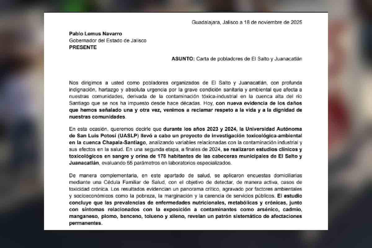 $!Jalisco ignora alerta: vecinos de El Salto y Juanacatlán tienen metales pesados en la sangre y exigen activar Plan de Atención