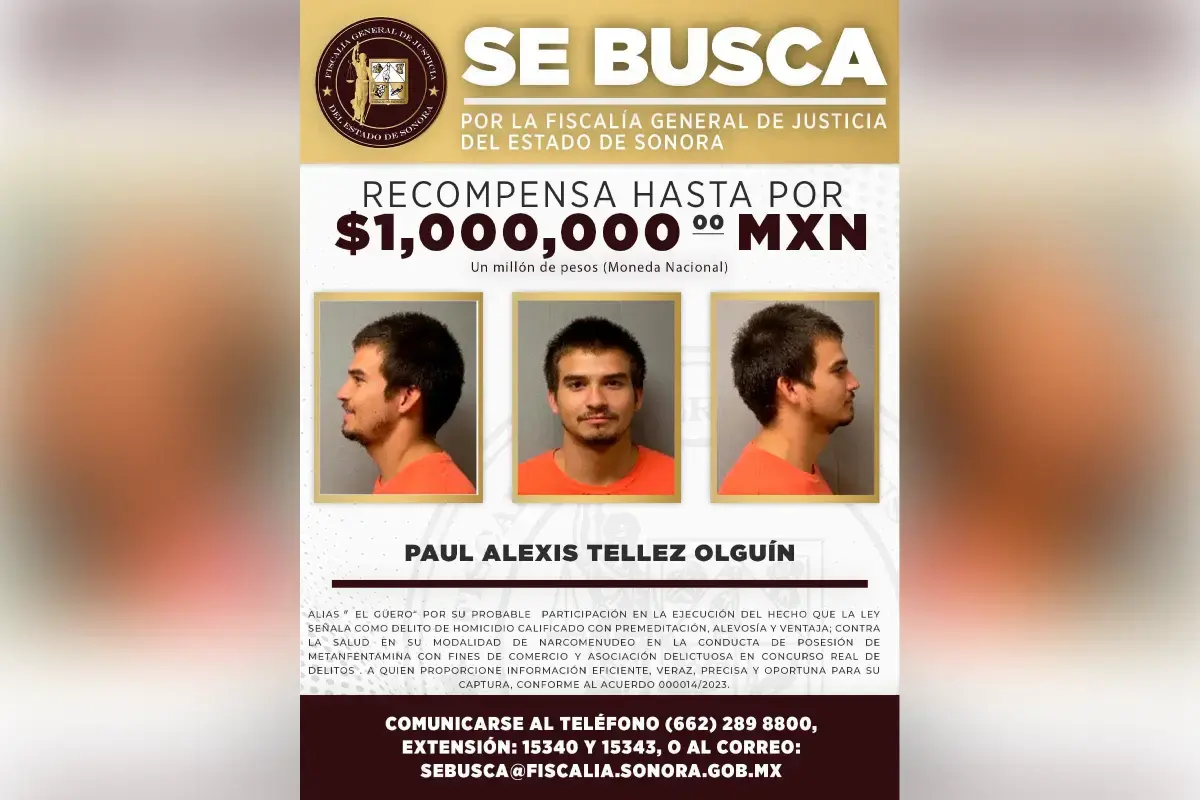 $!Ofrecen recompensa de $1 millón por cada reo fugado de penal en Sonora