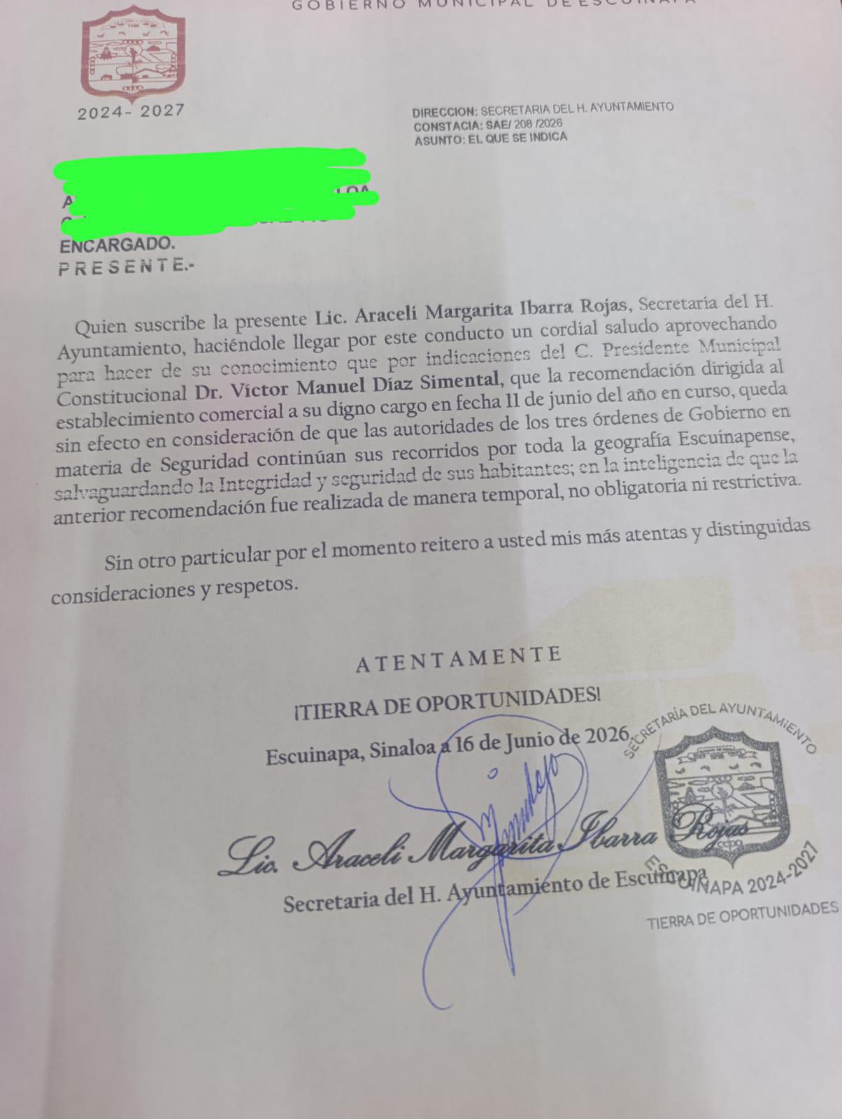 $!Cancelan horario de cierre de negocios en Escuinapa