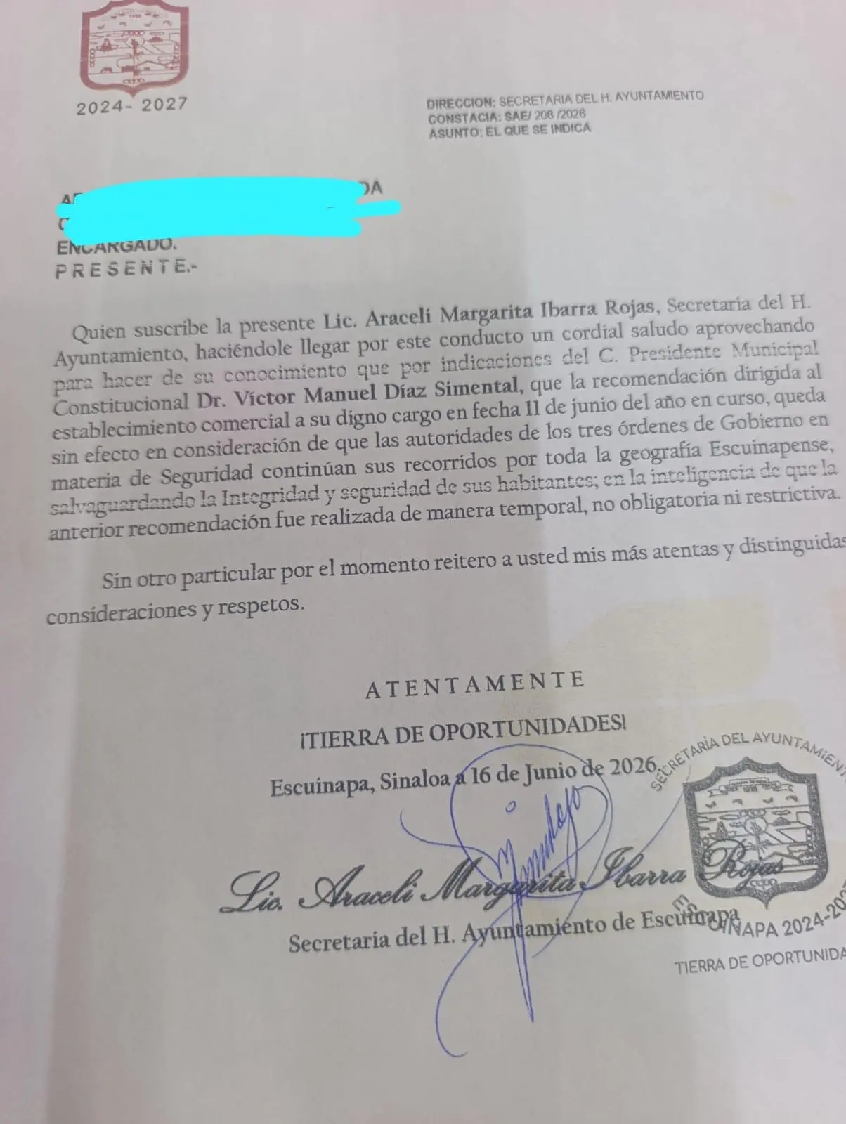 $!Cancelan horario de cierre de negocios en Escuinapa