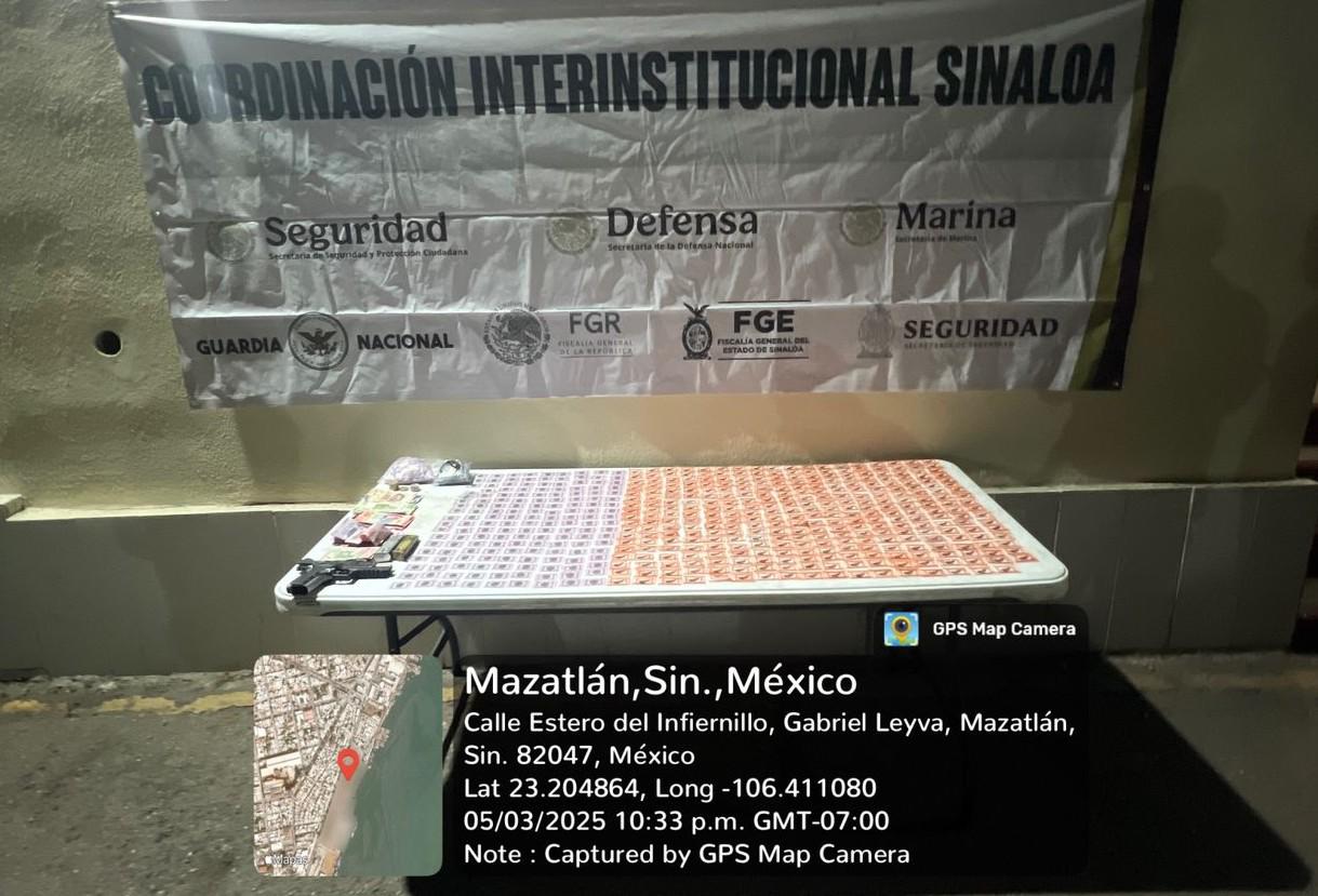 $!Decomisan droga, un arma y municiones en Mazatlán
