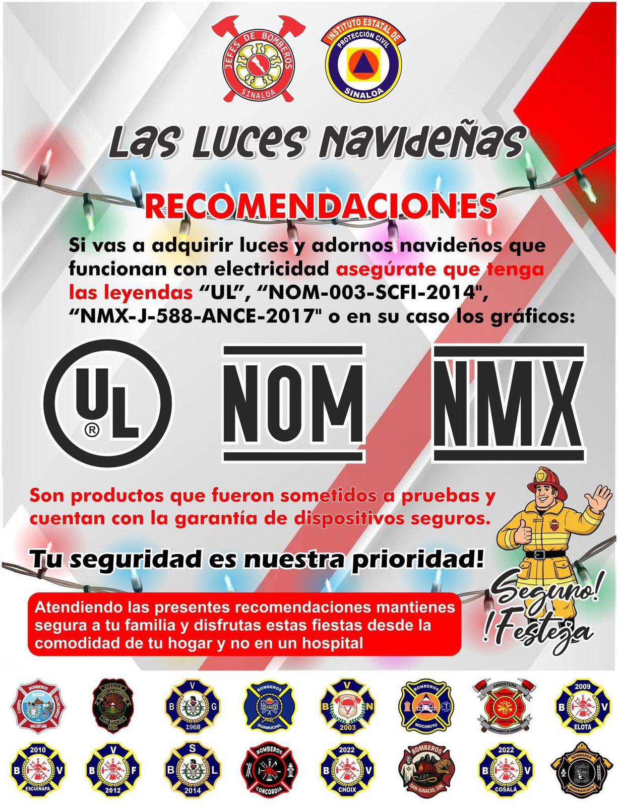 $!Cuerpos de Bomberos de Sinaloa impulsan la campaña ‘Festeja Seguro’ durante el Operativo Guadalupe-Reyes