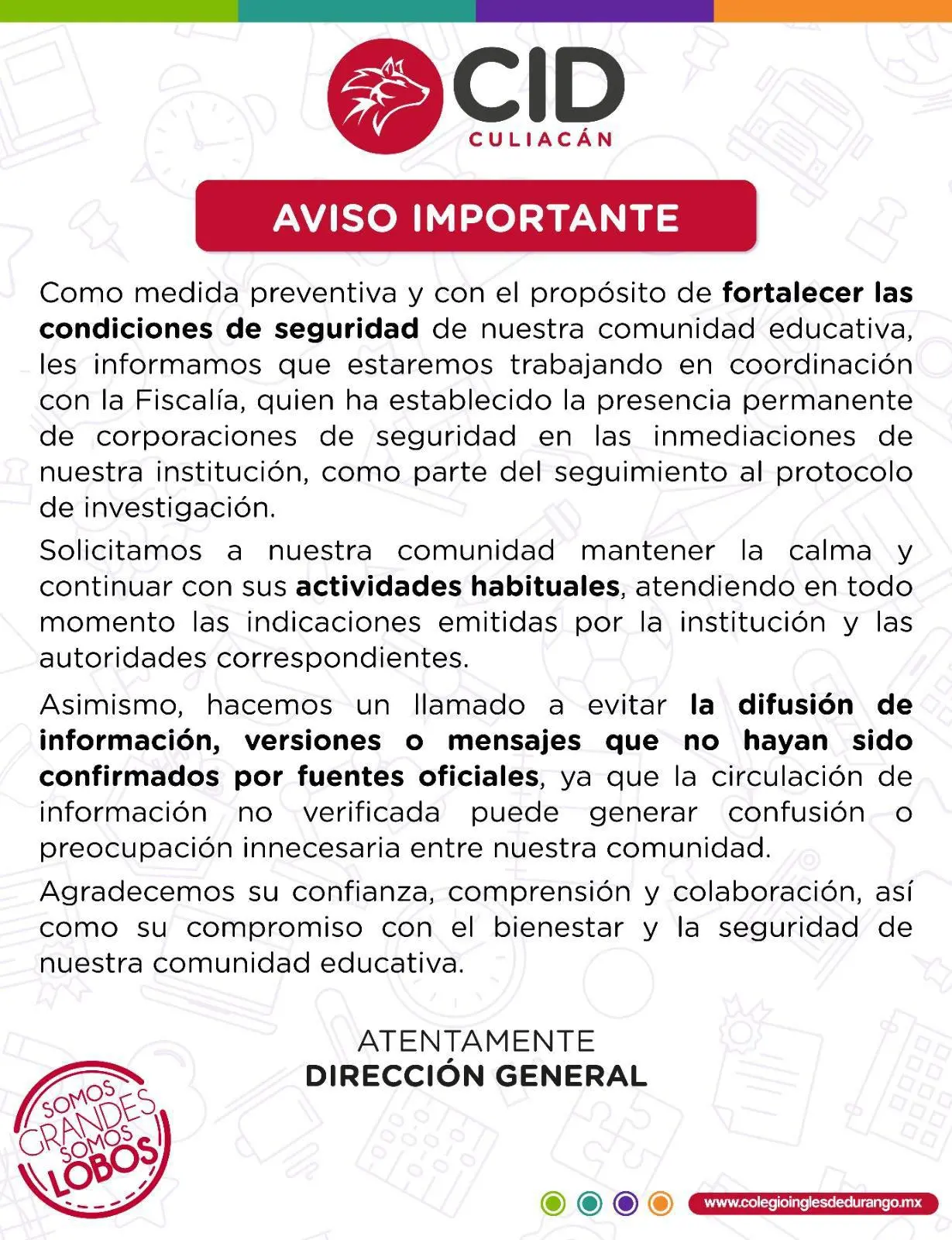 $!CID Culiacán confirma aparición de mensaje en una de sus paredes; autoridades ya investigan