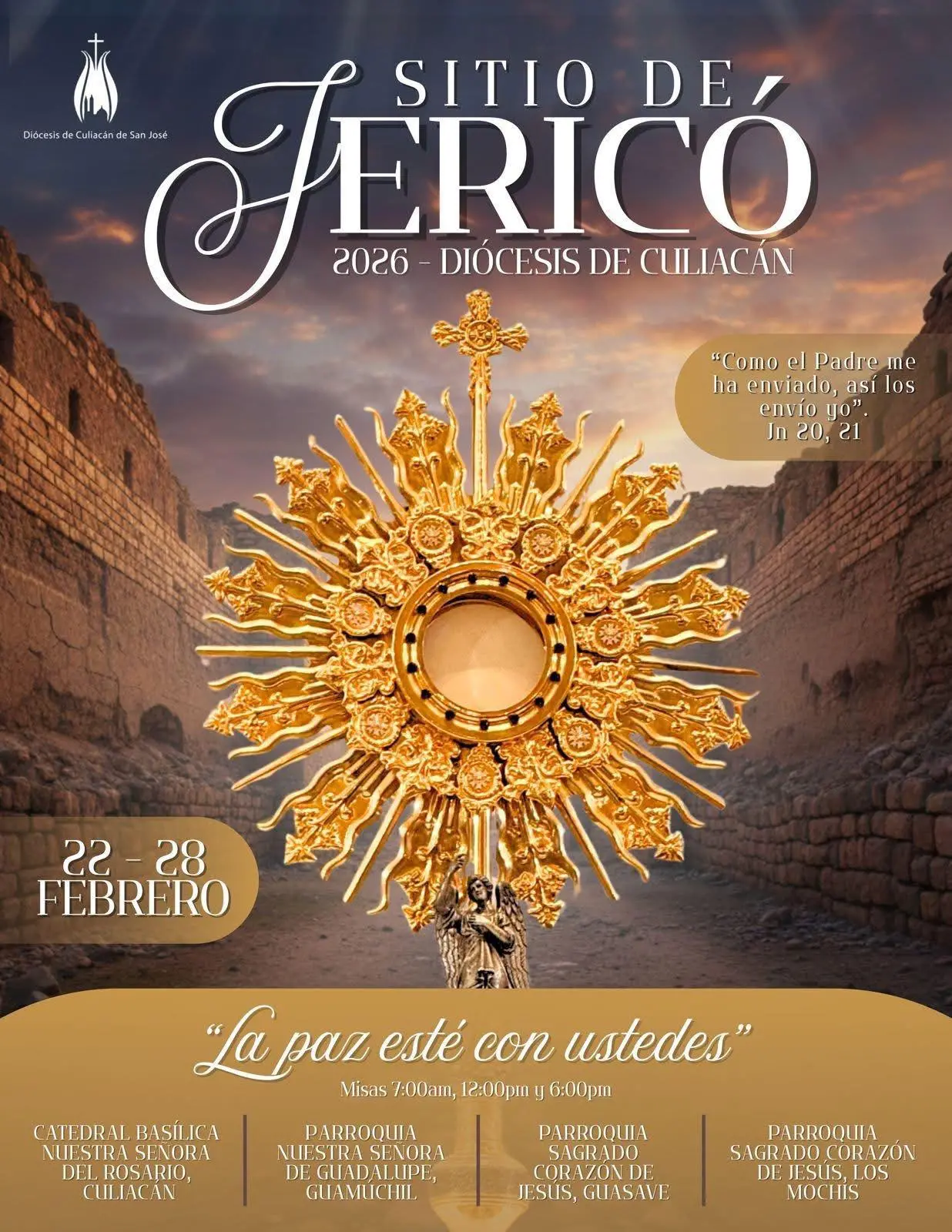 $!Convoca Diócesis de Culiacán al ‘Sitio de Jericó’: una jornada de fe y oración por La Paz