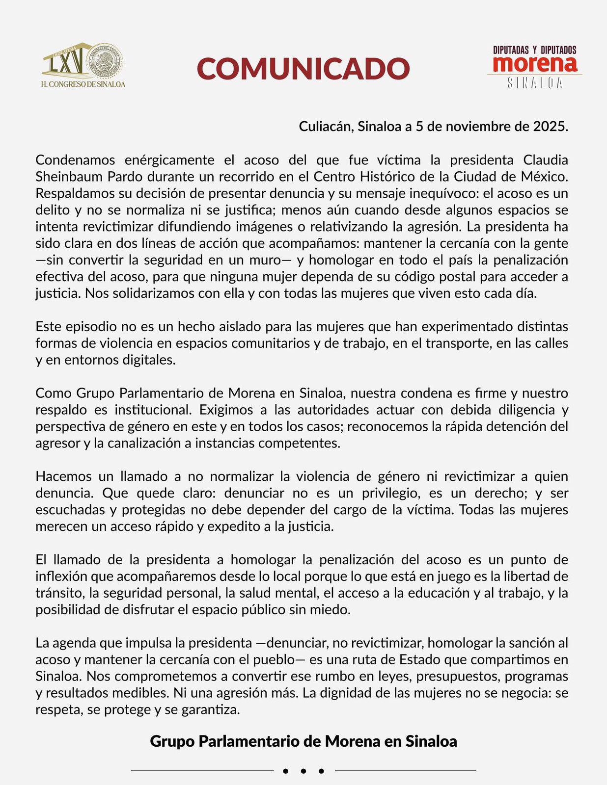 $!Morena en Sinaloa condena acoso contra Claudia Sheinbaum y respalda llamado a homologar sanciones en todo el País