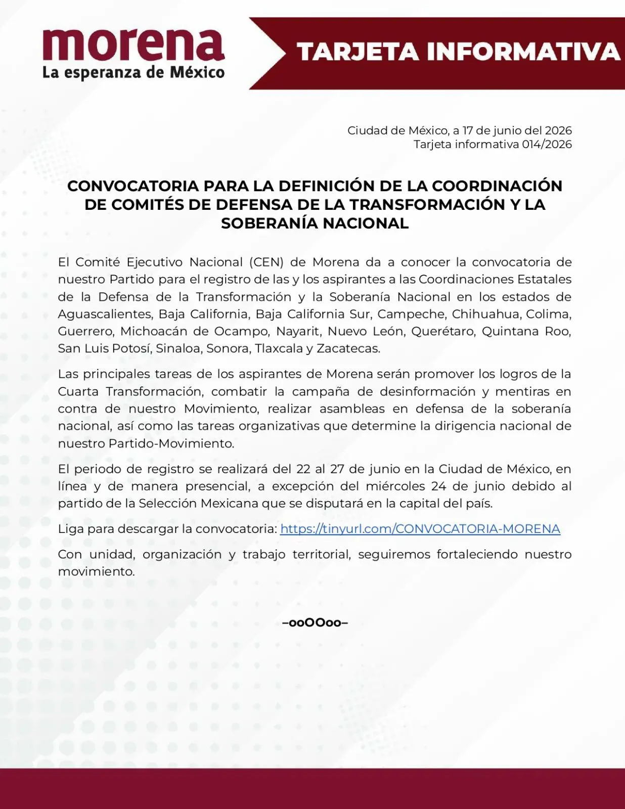 $!Morena emite convocatoria para definir coordinación rumbo a la elección de Gubernatura en Sinaloa