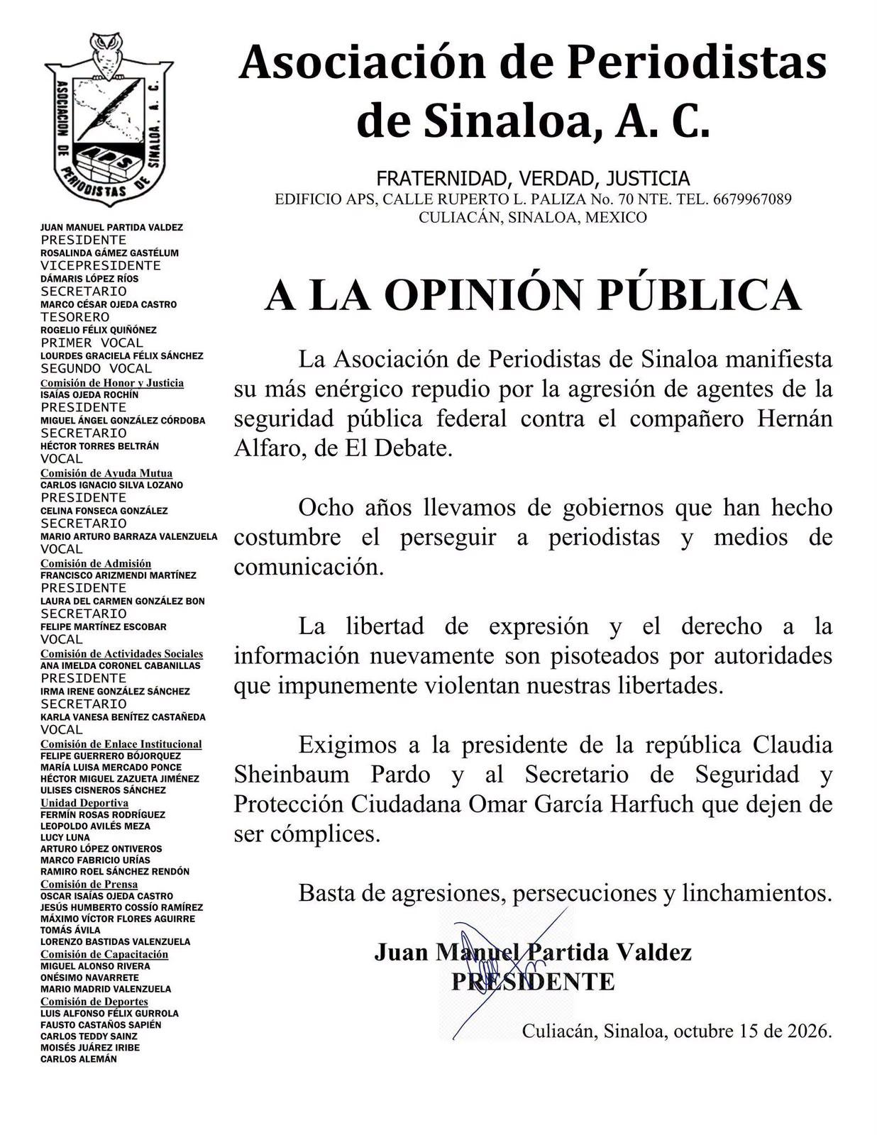 $!Agreden a periodista de El Debate y asociaciones condenan ataque de la SSPC