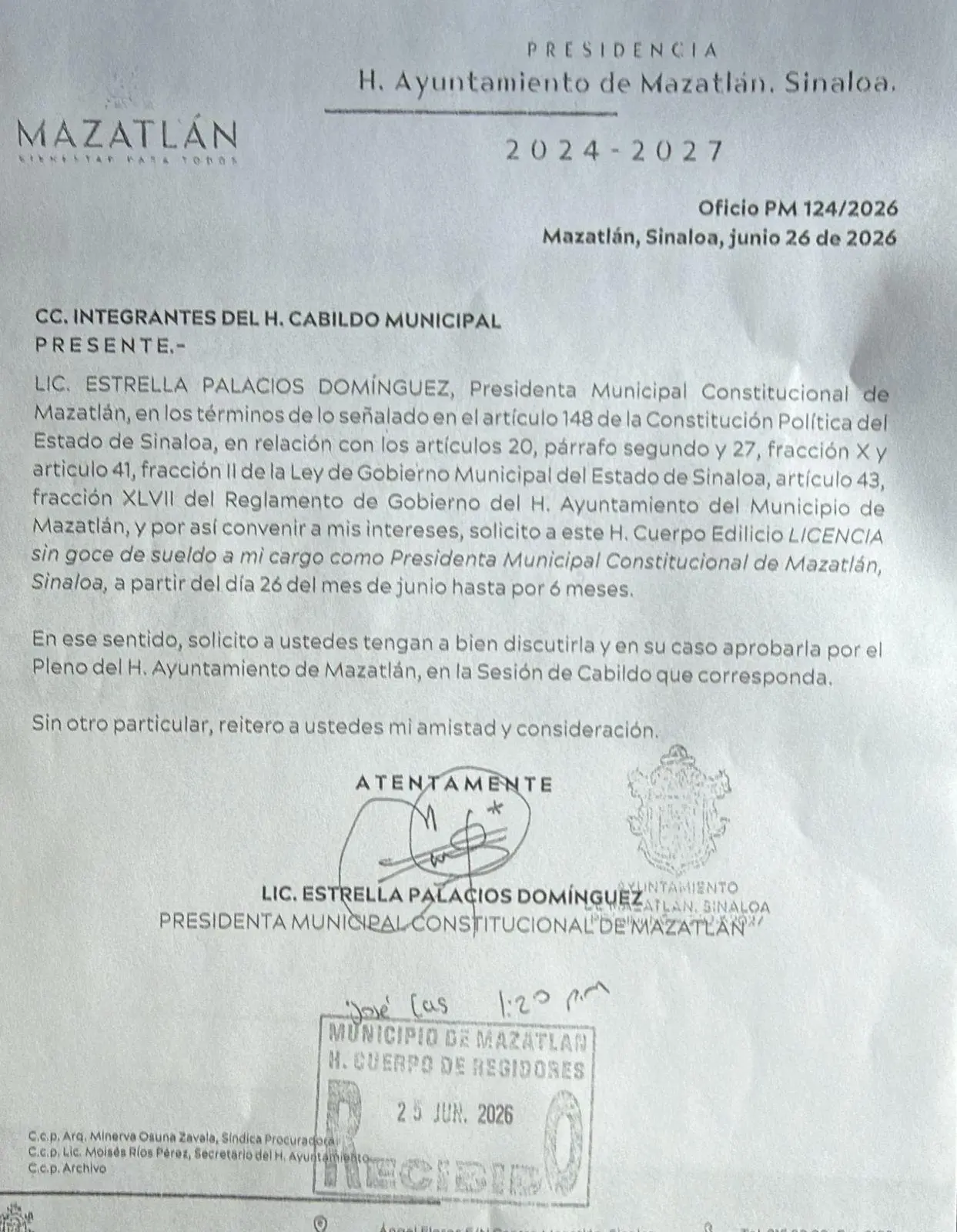 $!Estrella Palacios Domínguez pedirá licencia para separarse del cargo como Alcaldesa de Mazatlán