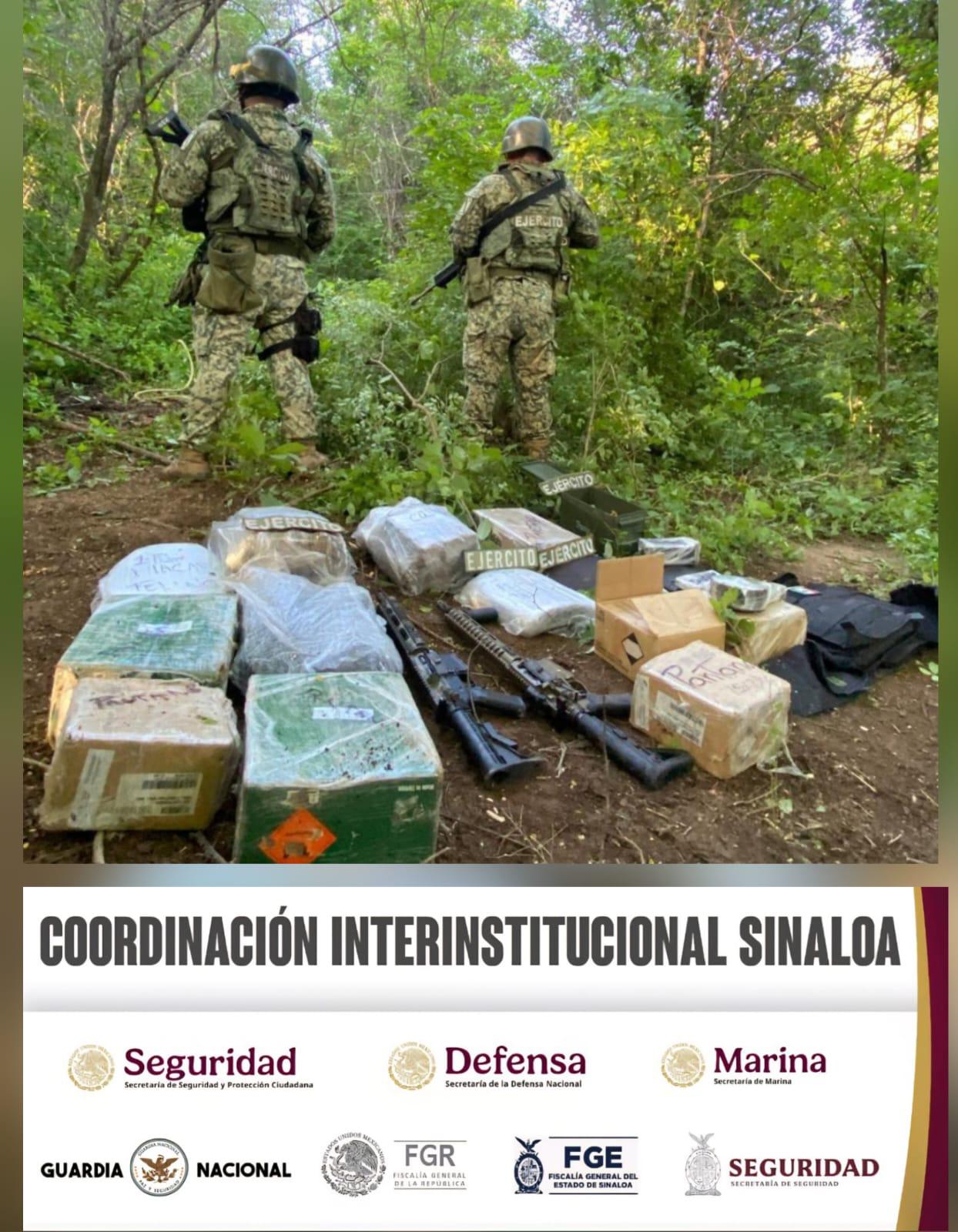 $!Aseguran armamento y equipo táctico en poblados de Tepuche, en Culiacán