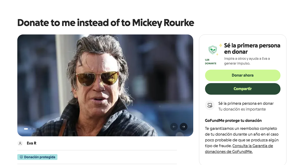 $!Desmiente Mickey Rourke campaña en GoFundMe para recaudar fondos