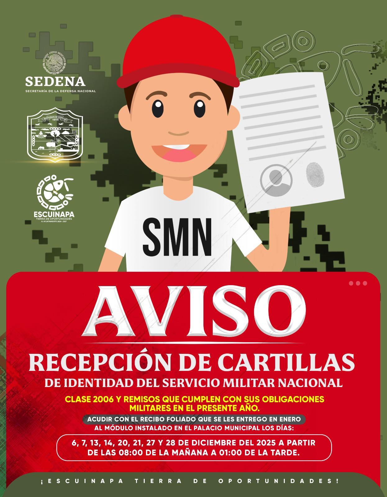 $!Entregarán cartillas del Servicio Militar Nacional en Escuinapa