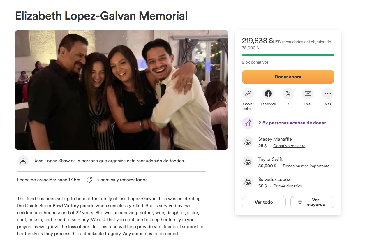 $!Taylor Swift dona 100 mil dólares a la familia de la víctima en celebración de los Chiefs