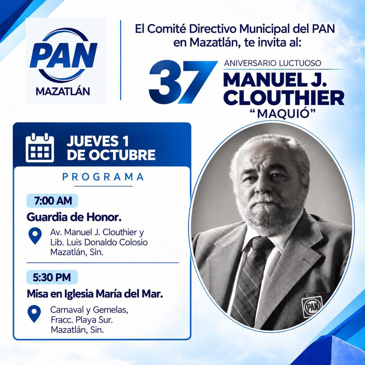 $!PAN Sinaloa conmemorará 37 aniversario luctuoso de ‘Maquío’ Clouthier