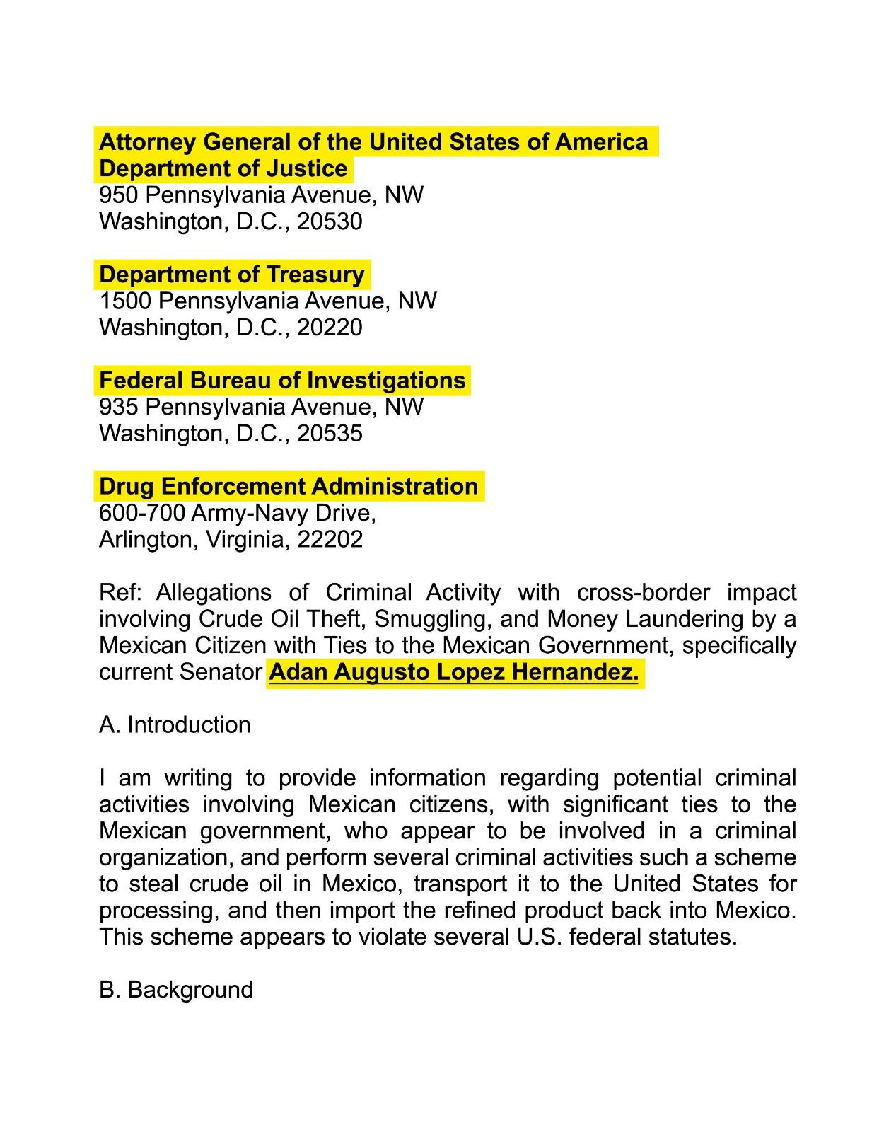 $!Asegura ‘Alito’ Moreno que denunció a Adán Augusto ante la DEA, FBI, Tesoro y Fiscal de EU por crimen organizado