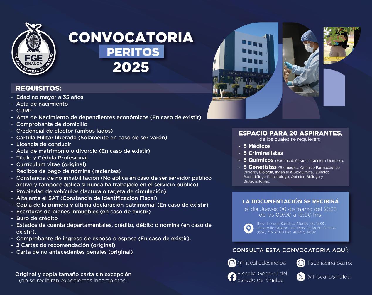 $!Fiscalía de Sinaloa abre convocatoria para peritos, agentes del MP y policías de investigación