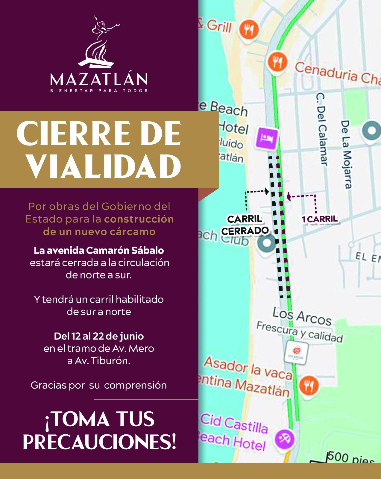 $!Por trabajos en cárcamo, cerrarán carril vial en Zona Dorada, frente a Conapesca