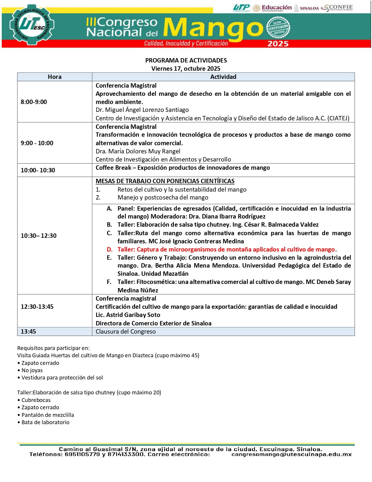 $!Presenta UTEsc programa del III Congreso Nacional del Mango a autoridades y representantes del sector