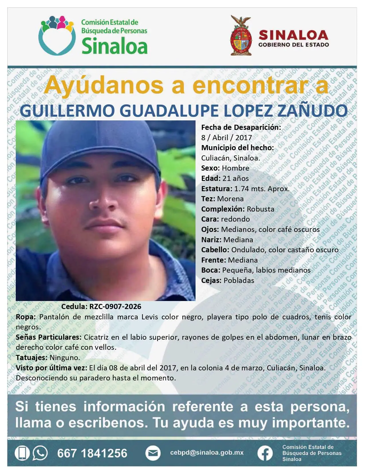 $!Guillermo Guadalupe lleva 9 años desaparecido en Culiacán; continúa su búsqueda