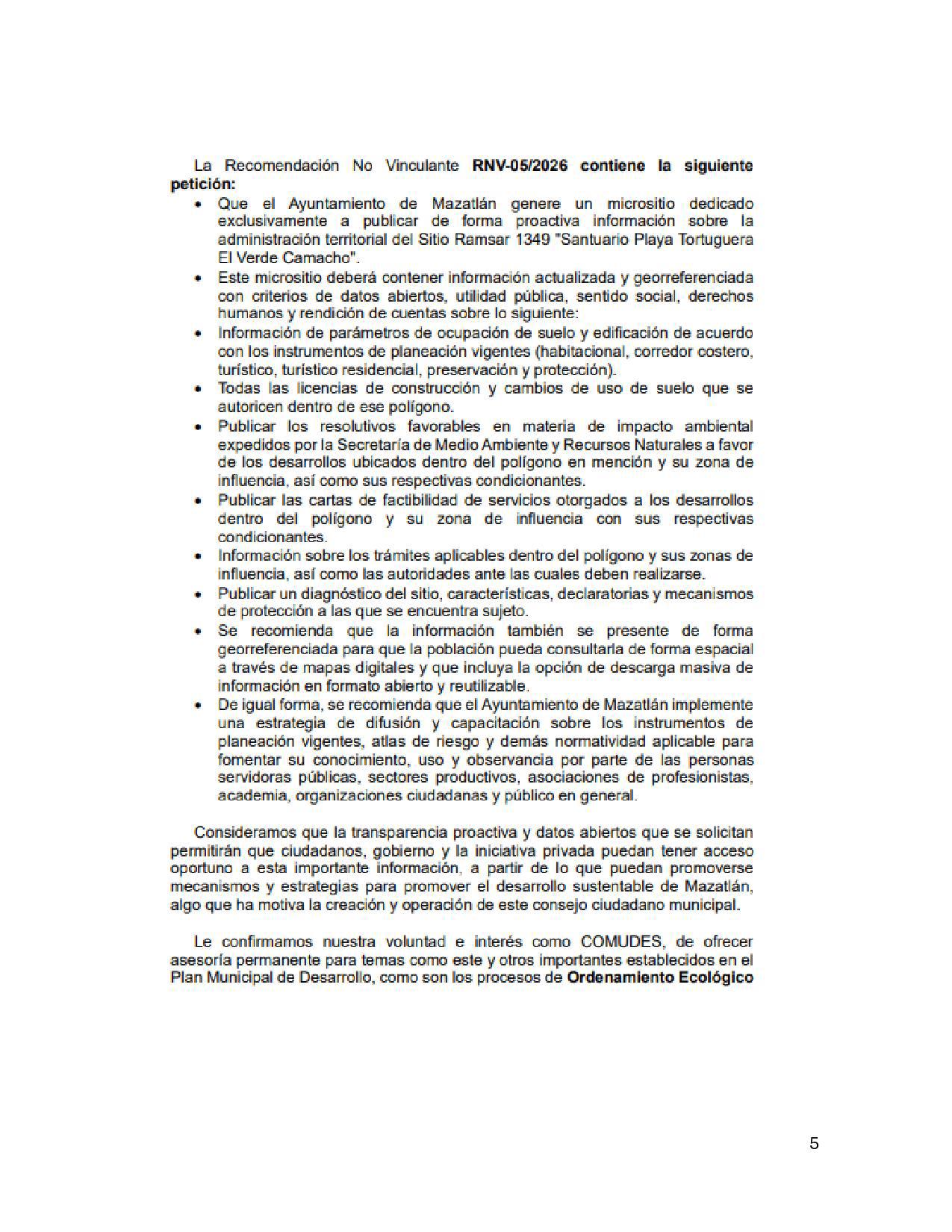 $!Llaman a Alcaldesa de Mazatlán a aceptar recomendaciones de transparencia en gestión territorial