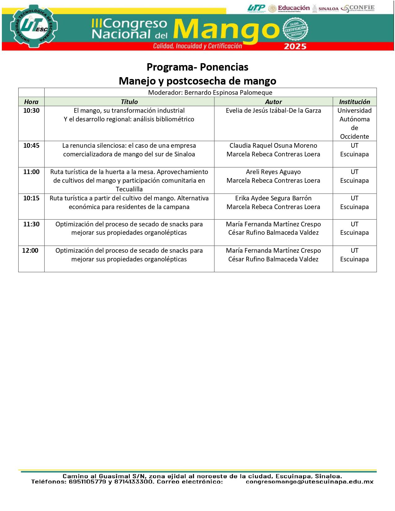 $!Presenta UTEsc programa del III Congreso Nacional del Mango a autoridades y representantes del sector