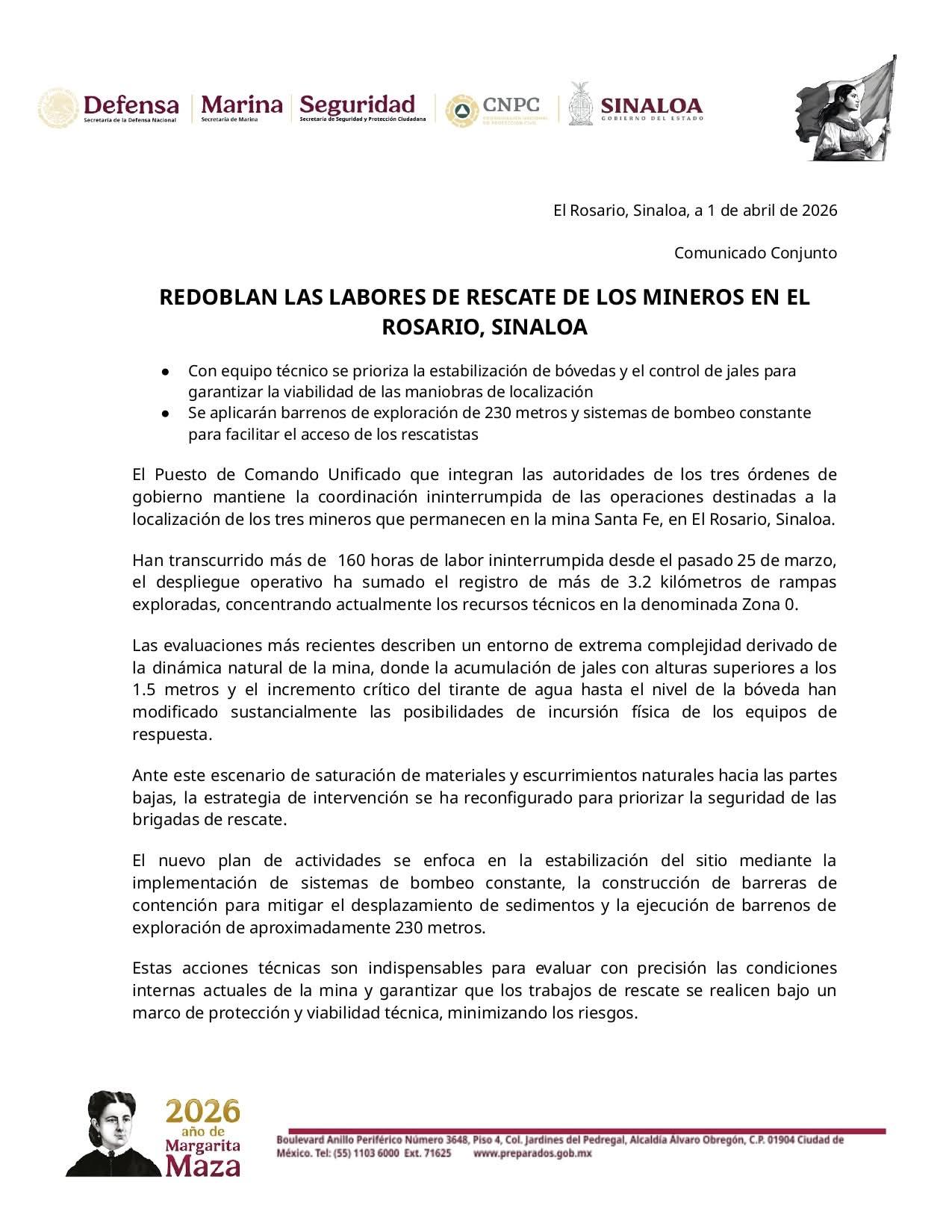 $!Reconfiguran plan de rescate en mina de Rosario tras 160 horas de operativo